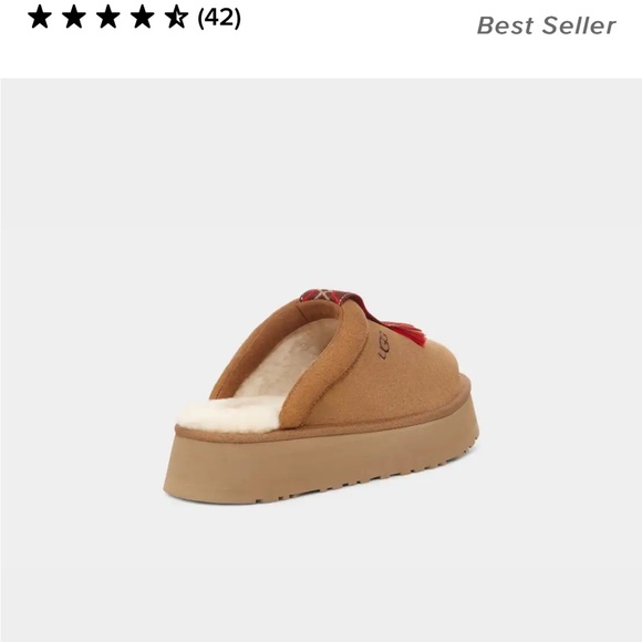 Ugg Tazzle Chestnut open back clog platform slippers with center tassel - Picture 3 of 10